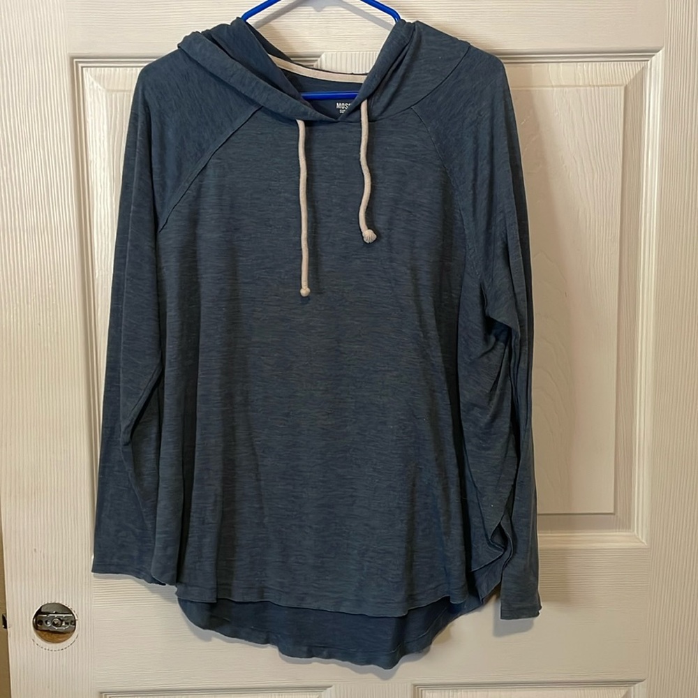 Blue Relaxed Hooded Sweatshirt